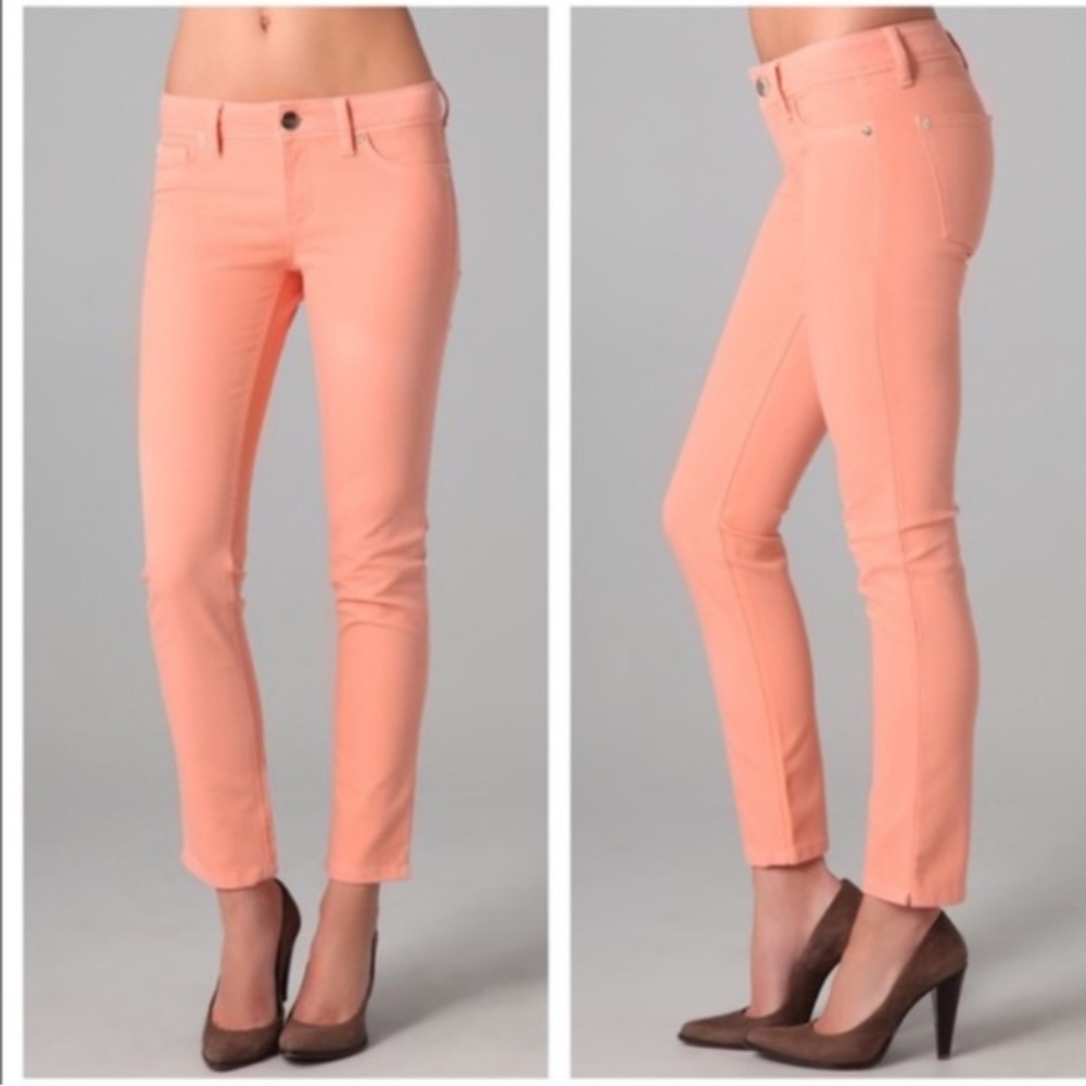 DL1961 Angel Mid-Rise Skinny Ankle Jeans in Peach 29